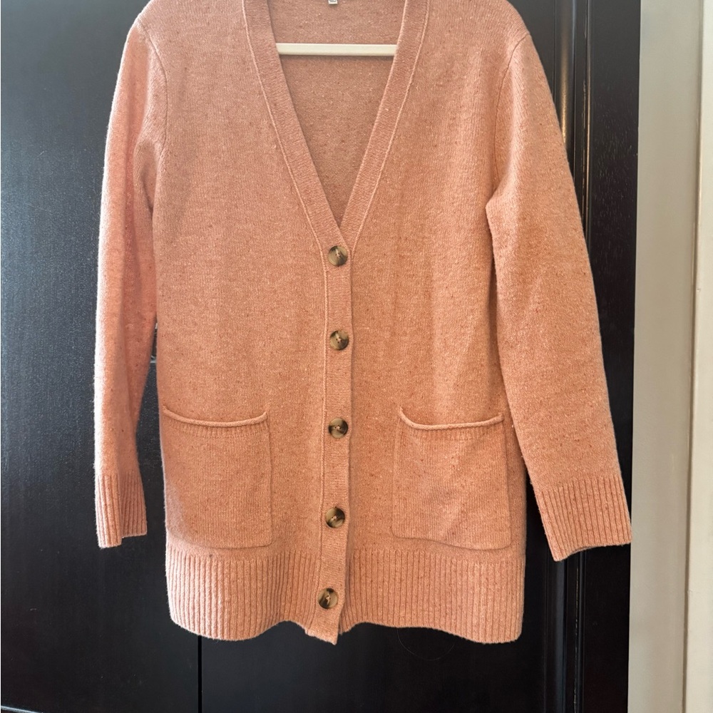 Madewell Pink Cardigan Sweater V-Neck Knit